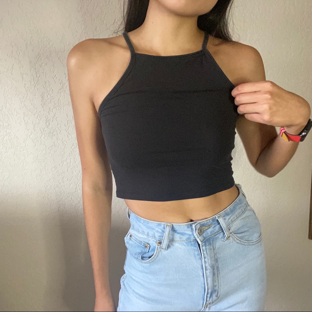 H&M Halter Crop Top Black